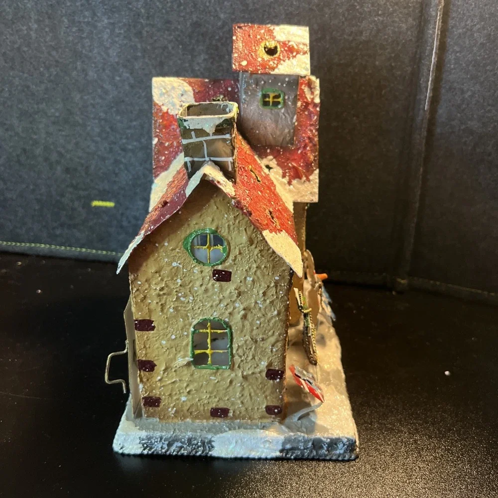 VINTAGE HOME INTERIORS XMAS Church Tin Luminary DBL Votive Candle‎ Holder (#V45)